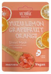 Тканевая маска для лица "Юзу Лимон, Грейпфрут, Апельсин" (Sheet Mask Yuzu Lemon, Grapefruit, Orange), Victoria Beauty