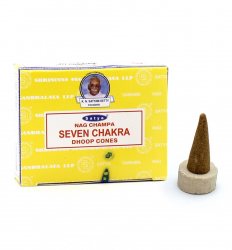 Дымные благовония конусы  "Наг Чампа Семь Чакр" (Nag Champa Seven Chakra Dhoop Cones), Satya