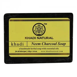 Аюрведическое мыло ручной работы Ним Активированный уголь (Neem Charcoal soap), Khadi