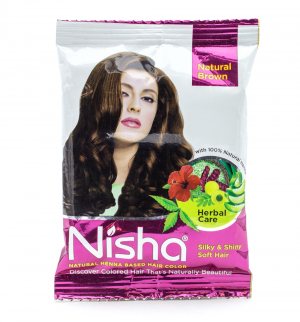 Краска для волос на основе хны Натуральный Коричневый (Natural Henna Based Hair Color Silky & Shiny Soft Hair Natural Brown), Nisha