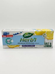 Отбеливающая зубная паста с солью и лимоном Dabur Herbal +зубная щетка В ПОДАРОК!