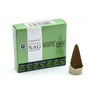 Благовония Конусы Калифорнийский Белый Шалфей (Nag Californian White Sage Incense Cones), Vijayshree