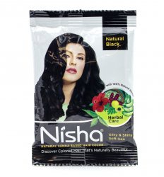 Краска для волос на основе хны Натуральный Чёрный (Natural Henna Based Hair Color Silky & Shiny Soft Hair Natural Black), Nisha