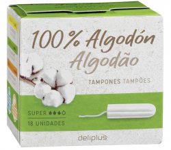 100% хлопковые тампоны Super, Deliplus