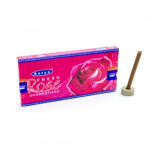 Безосновные Благовония Дхуп Палочки Свежая Роза (Fresh Rose Dhoop Sticks), Satya