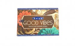 Стелющиеся дымные конусы Хорошие Вибрации премиум (Good Vibes Backflow Dhoop Cones), Satya
