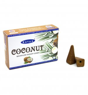Стелющиеся дымные благовония конусы Кокос (Coconut Backflow Dhoop Cones), Satya