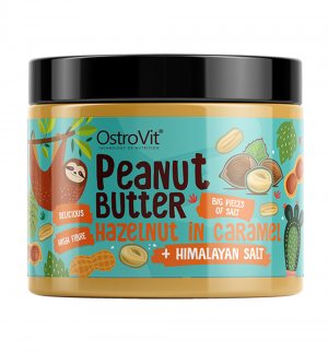 Арахисовое масло с карамелизированным фундуком и гималайской солью (Peanut Butter Hazelnut in Caramel + Himalayan Salt), OstroVit