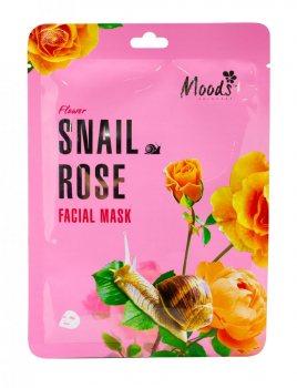 Питательная тканевая маска с муцином улитки и розой (Snail Rose Facial Mask), Moods