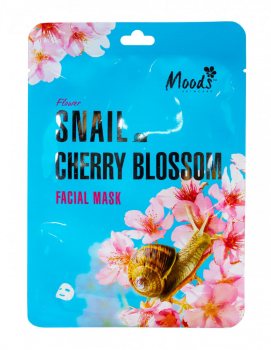 Питательная тканевая маска для нормальной и жирной кожи с муцином улитки и вишневым экстрактом (Snail Cherry Blossom Facial Mask), Moods