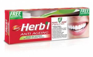 Зубная паста антивозрастная Dabur Herbal + зубная щетка в подарок!